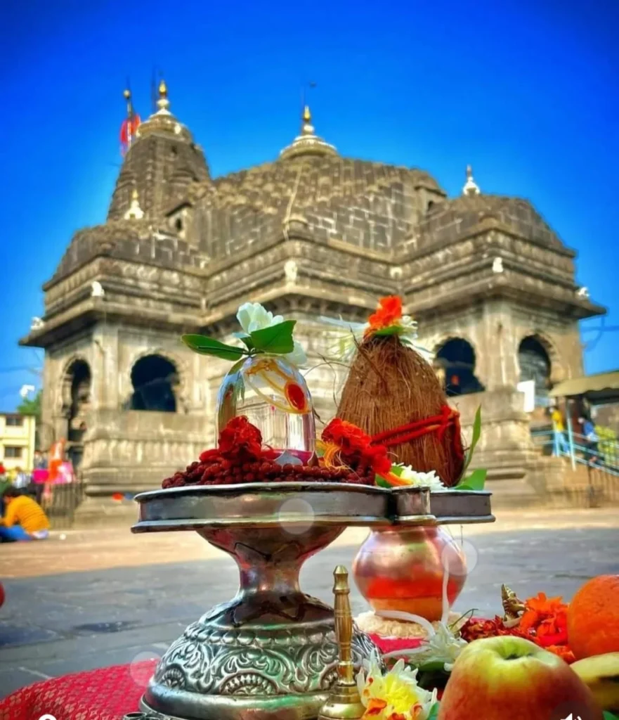 Trimbakeshwar Jyotirlinga temple with Shivling puja kalash setup Nashik, Maharashtra